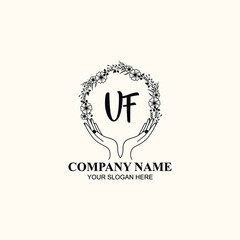 Initial VF Handwriting, Wedding Monogram Logo Design, Modern Minimalistic and Floral templates for Invitation cards