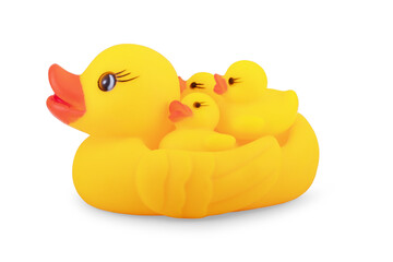Yellow rubber duck on White Background