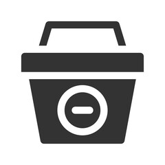 remove from shopping basket icon vector illustration. remove from shopping basket icon glyph design.