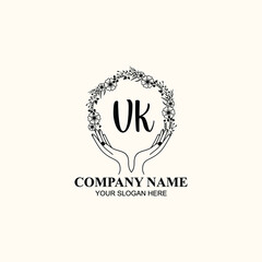 Initial VK Handwriting, Wedding Monogram Logo Design, Modern Minimalistic and Floral templates for Invitation cards