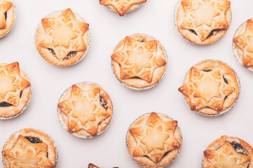 Mince pies, traditional christmas food from all butter shortcrust pastry filled with cranberries,...