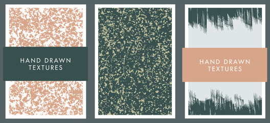 Set of abstract backgrounds and hand drawn textures. Vector illustration.