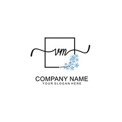 Initial VM Handwriting, Wedding Monogram Logo Design, Modern Minimalistic and Floral templates for Invitation cards