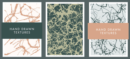 Set of abstract backgrounds and hand drawn textures. Vector illustration.