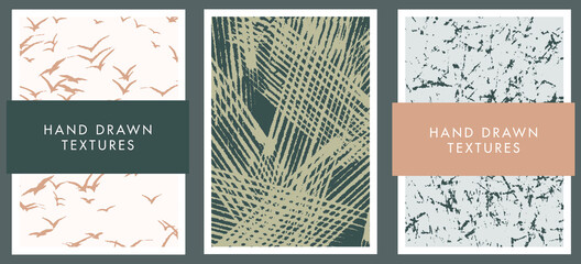 Set of abstract backgrounds and hand drawn textures. Vector illustration.
