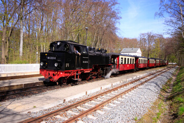 Alte Dampflok Eisenbahn im Bahnhof Heiligendamm, Ostsee, Deutschland, Europa, 