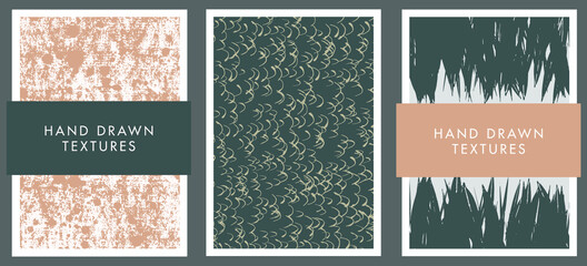 Set of abstract backgrounds and hand drawn textures. Vector illustration.