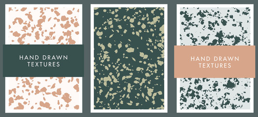 Set of abstract backgrounds and hand drawn textures. Vector illustration.