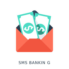 
Sms Banking Flat Vector Icon
