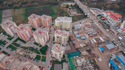 Aerial View of New Microdistrict in the Town