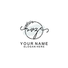 Initial VZ Handwriting, Wedding Monogram Logo Design, Modern Minimalistic and Floral templates for Invitation cards
