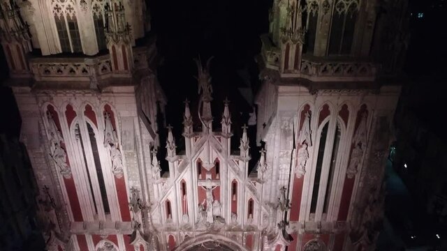 Gothic cathedral in Kiev at night