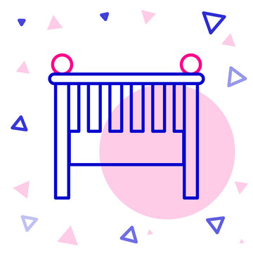 recommend clip art: Line Baby crib cradle bed icon isolated on white background. Colorful outline concept. Vector Illustration.