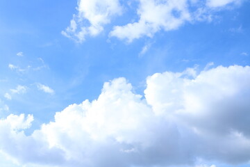 the clear blue sky with clouds after raining in the summer season