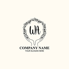 Initial WA Handwriting, Wedding Monogram Logo Design, Modern Minimalistic and Floral templates for Invitation cards