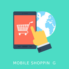 
Mobile Shopping Flat Vector Icon
