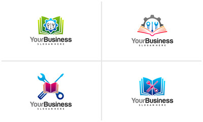 Set of Book Mechanic logo vector template, Creative Mechanic logo design concepts