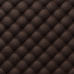 Close-up on the background of a brown antique textile sofa in the style of Chesterfield, 3D-rendering