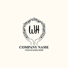 Initial WH Handwriting, Wedding Monogram Logo Design, Modern Minimalistic and Floral templates for Invitation cards