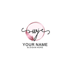 Initial WJ Handwriting, Wedding Monogram Logo Design, Modern Minimalistic and Floral templates for Invitation cards