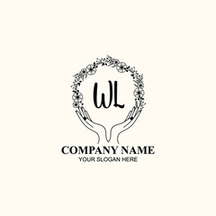 Initial WL Handwriting, Wedding Monogram Logo Design, Modern Minimalistic and Floral templates for Invitation cards