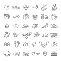 Eggs icons set,Vector outline illustration