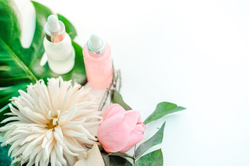 A composition of several colors is placed on a white background. Flat lay. top view. copy space . closeup