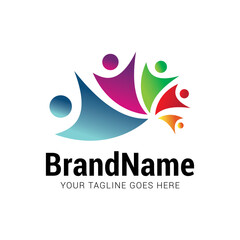 Unity human people success team logo icon vector template.