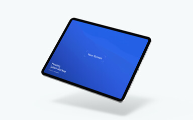 Floating Tablet Mockup | Fully Editable File, Replaceable Screen, Separated Shadow and Background - obrazy, fototapety, plakaty