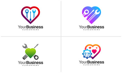 Set of Love Mechanic logo vector template, Creative Mechanic logo design concepts