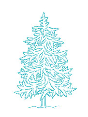 Fir tree. Conifer spruce. New year fir-tree. Hand drawn contour vector line sketch. Winter holiday.