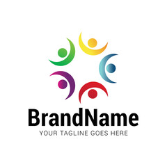 Unity human people success team logo icon vector template.