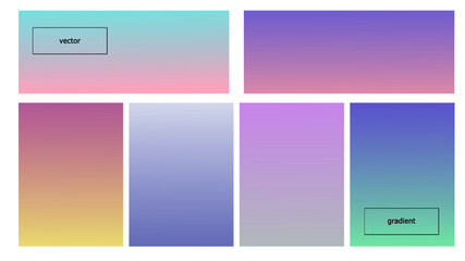 Light gradient colors blurred background set. Abstract pastel colors purple violet and blue gradient design texture background. Landing page or Ui and web design empty cover