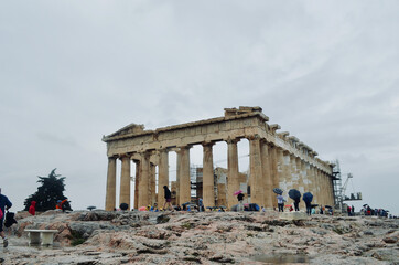 Athens, Greece - June 18 2017: Tourists visiting Acropolis of Athens