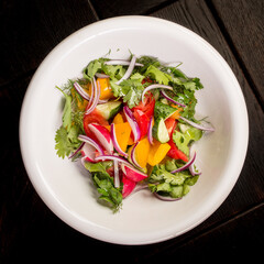 fresh salad of vegetables and herbs, a ready-made dish for creating a menu