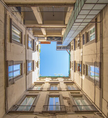 Naples, Italy - one of the main highlights in Naples are the wonderful court yards which can be...