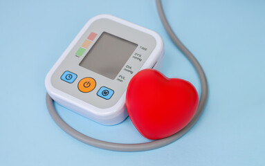 Electronic tonometer for measure blood pressure with red heart