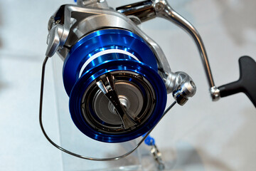 Blue fishing reel.