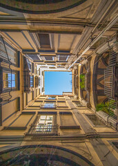 Naples, Italy - one of the main highlights in Naples are the wonderful court yards which can be found all around the Old Town. Here in the picture one the many examples 
