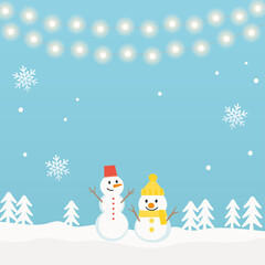 Snowman and illumination lights illustration