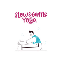 Yoga guy with inspirational lettering vector illustration