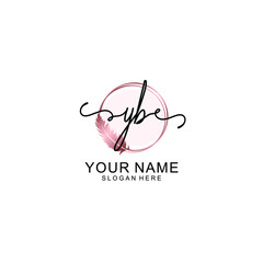 Initial YB Handwriting, Wedding Monogram Logo Design, Modern Minimalistic and Floral templates for Invitation cards