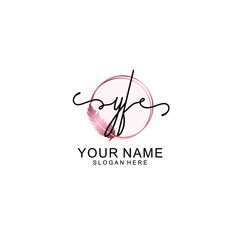 Initial YF Handwriting, Wedding Monogram Logo Design, Modern Minimalistic and Floral templates for Invitation cards