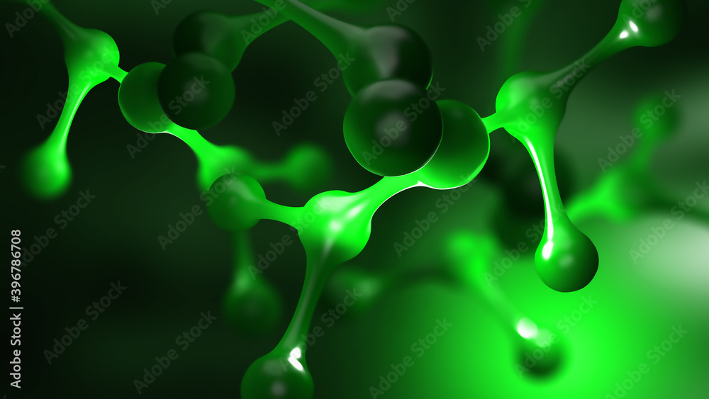 Aufkleber abstract molecule model 3d illustration. scientific research in molecular chemistry. crystal lattice
