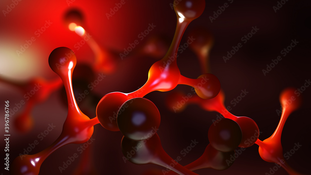Aufkleber abstract molecule model 3d illustration. scientific research in molecular chemistry. crystal lattice