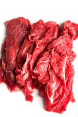 Obraz premium Pad Thai, ramen noodles, and pho soup meats. Japanese, Vietnamese or Thai cuisine favorites. Variety meats: beef, pork, chicken, tofu, scallions, cilantro, bean sprouts, eggs, peanut & chili sauce.