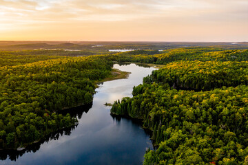 High angle view of a Lake at sunrise