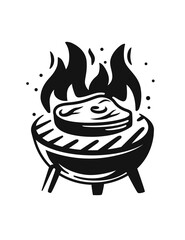 barbecue logo black steak fried on fire