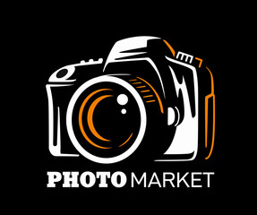 digital camera drawn in logo style for your project