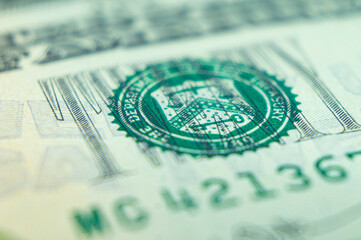 Symbol seal imprint on dollar banknote banknote